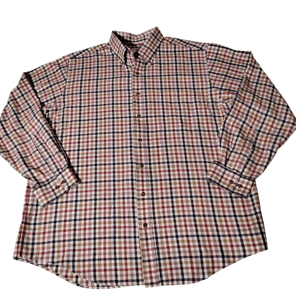 Viyella Mens XL Cotton Wool Blend Check Button Down Shirt Multicolor